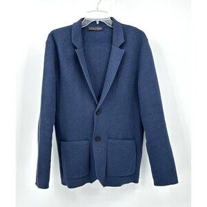 PAUL JAMES jacket blazer cardigan sweater unstructured 100% cotton knit short M